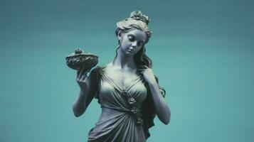 en staty av en flicka med en vas i henne hand foto