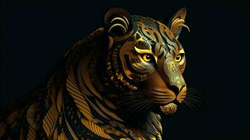 svart gepard tiger i gyllene mönster foto