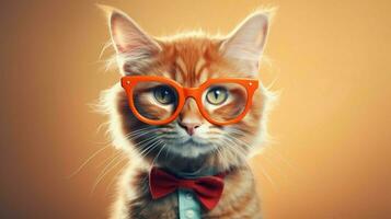 katt bär orange glasögon med de ord katt på jag foto