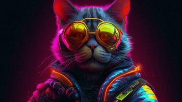 cyberpunk katt neon foto