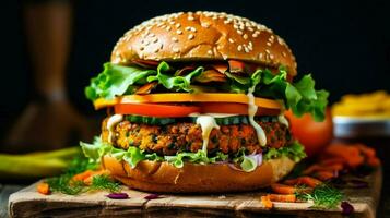 saftig och smakrik vegan burger med färsk foto