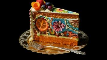 skiva av kaka dekorerad med vibrerande färger foto