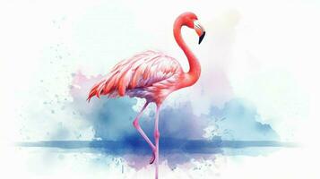 vattenfärg rosa flamingo illustration ai generati foto