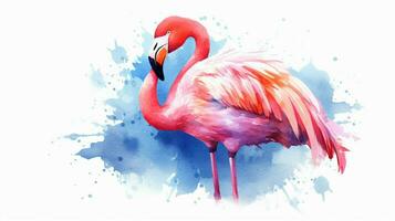 vattenfärg rosa flamingo illustration ai generati foto