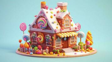 en fint godis hus med sötsaker och choklad efterrätt foto