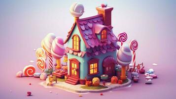 en fint godis hus med sötsaker och choklad efterrätt foto