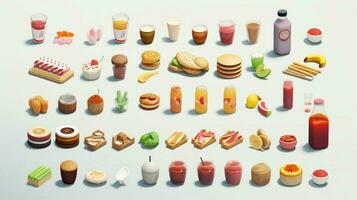 färgrik 3d ikon uppsättningar av mat och dryck indust foto