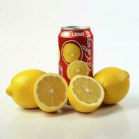 Coca Cola med citron- med vit bakgrund foto