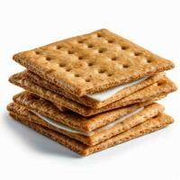 Graham crackers med vit bakgrund hög kvalitet foto