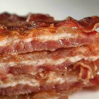 Foto makro av hamburgare Krispig bacon magnifik