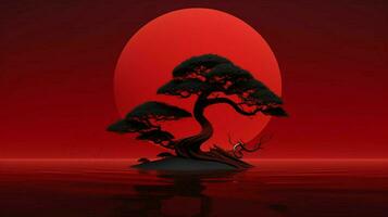 träd på fast Färg bakgrund zen enso Behance foto