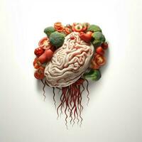 begrepp konst av en hjärna tillverkad ut av hela livsmedel med foto