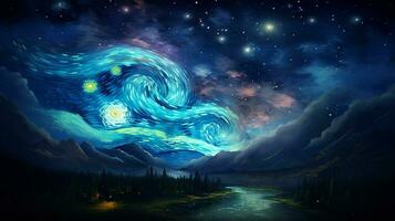 fint galax stjärnornat drömmande Färg palett foto
