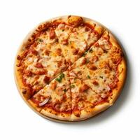 Foto av pizza med Nej bakgrund med vit tillbaka