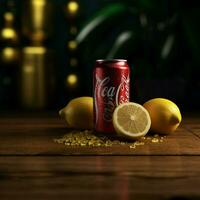 produkt skott av Coca Cola med citron- hög kvali foto