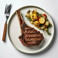 produkt skott av en perfekt grillad tomahawk ste foto