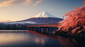 tapeter av montera fuji i de stil av grynig foto