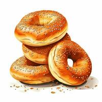 bagels 2d vektor illustration tecknad serie i vit bakgrund foto