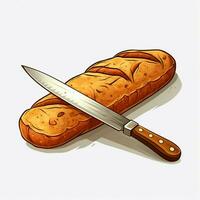 bröd kniv 2d tecknad serie illustraton på vit bakgrund Hej g foto