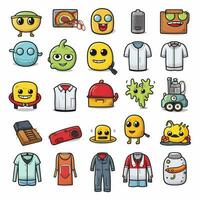 Kläder objekt emojis 2d tecknad serie vektor illustration på foto