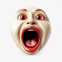 ansikte skrikande i rädsla emoji på vit bakgrund hög kvalitet foto