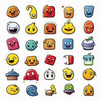 spel emojis 2d tecknad serie vektor illustration på vit backg foto