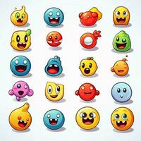 spel emojis 2d tecknad serie vektor illustration på vit backg foto