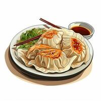 gyoza 2d vektor illustration tecknad serie i vit bakgrund h foto