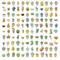 händer och Övrig kropp delar emojis 2d tecknad serie vektor illust foto