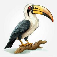 hornbill 2d tecknad serie illustraton på vit bakgrund hög q foto