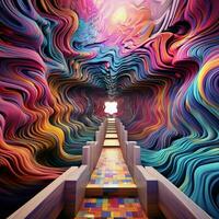 resa genom ett oändlig psychedelic korridor av sjuk foto