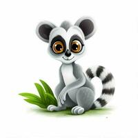 lemur 2d tecknad serie vektor illustration på vit bakgrund foto
