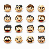 neutral ansikten emojis 2d tecknad serie vektor illustration på whi foto