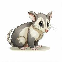 opossum 2d vektor illustration tecknad serie i vit bakgrund foto