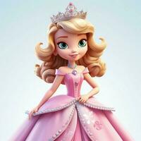 Söt Söt prinsessa 2d tecknad serie illustraton på vit bac foto