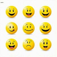 smiley ansikte emojis 2d tecknad serie vektor illustration på vit foto