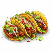 tacos 2d vektor illustration tecknad serie i vit bakgrund h foto