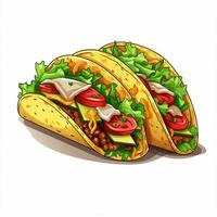 tacos 2d vektor illustration tecknad serie i vit bakgrund h foto