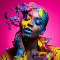 de artisteri av neoner lysande palett foto