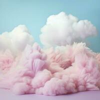 en bomull godis colour bakgrund med fluffig moln foto