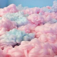 en bomull godis colour bakgrund med fluffig moln foto
