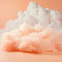 en bomull godis orange bakgrund med fluffig moln foto