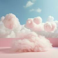 en bomull godis rosa bakgrund med fluffig moln foto