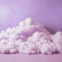 en bomull godis lila bakgrund med fluffig moln foto