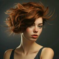 kvinna hår stil realistisk foto