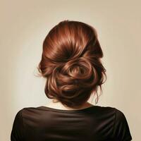 kvinna hår stil realistisk från baksida veiw foto