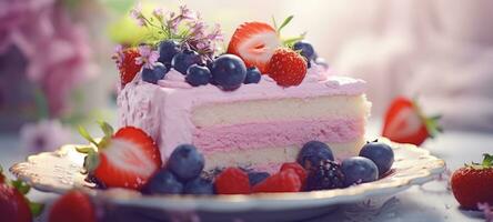 blåbär kaka efterrätt drömmande utsökt cheesecake, ai generativ foto