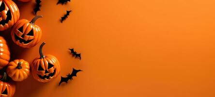 halloween pupmkin falla höst flatlay bakgrund, ai generativ foto