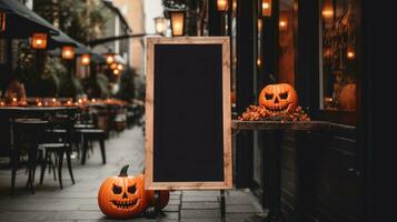 halloween, pumpa, befordran, Kafé, restaurang, ai generativ foto