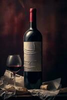 ai generativ Foto av en flaska av röd vin